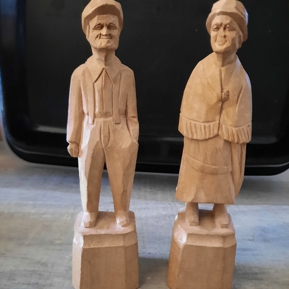 Agnes Dube Other - Vintage Hand Carved Wooden Couple Figurines by Agnes Dube